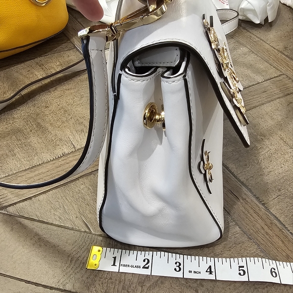 STUNNING MICHAEL KORS AVA WHITE LEATHER FLORAL HANDBAG - Picture 7 of 12